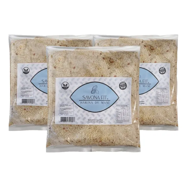 Harina De Mani Cruda Savona Fit 500g Sin Tacc Vegano Pack X3