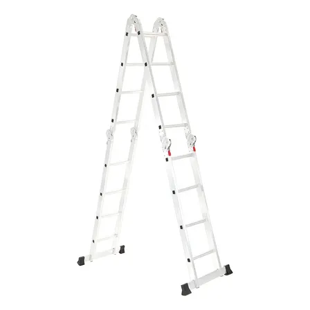 Escada Articulada Multifuncional 4x4 16 Degraus Garden Life Alumínio 4,32mts Cinza
