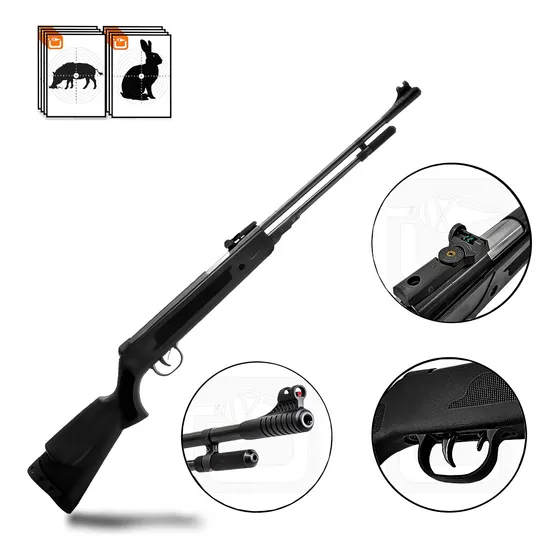 Rifle Fox Nitro Pistón 5.5 Mm Potenciado De Quiebre -nuevo- Negro 5.5 Mm