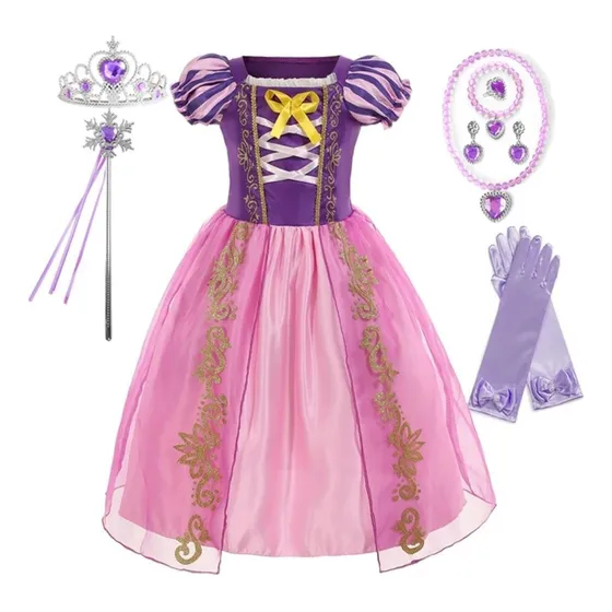 Disfraz Vestido Princesa Rapunzel Enredados+ Accesorios