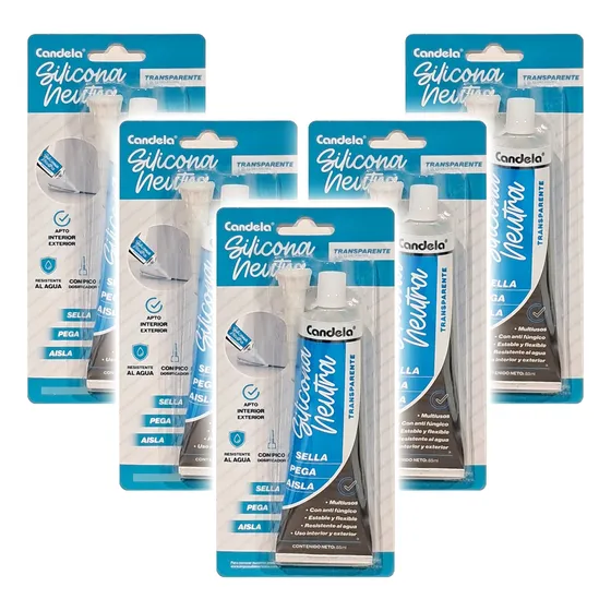 5 Siliconas Neutra Antihongos 85grs Transparente 7577