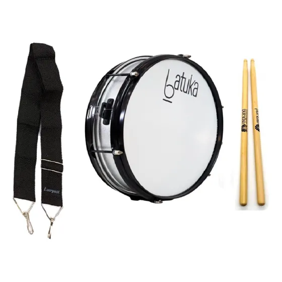 Caixa De Guerra 14 X 15 Luen Batuk + Talabarte 2g + Baquetas Casco Alumínio