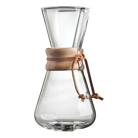 Cafetera Chemex Three Cup Classic CM-1C automática original leather de filtro
