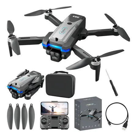 Drone S8s Pro Max Motor Brushless Com Câmera Hd 4k E 2 Baterias Preto