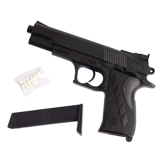 Pistola Resorte 2122-a1 Balines 6mm Plastico Airsoft Negra Negro 6 Mm