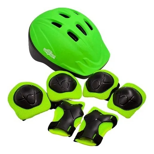 Set Proteccion Niños Casco Regulable Codera Y Muñequera +3a
