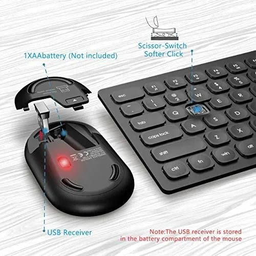 Teclado Raton Inalambrico 2,4 Ghz Compacto Combo Pequeño Pc