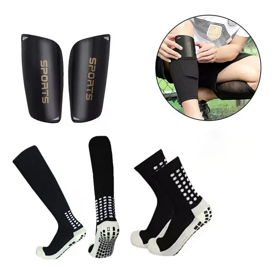 Kit 4 Futebol Profissional Meião, Caneleira, Meia E Joelheir