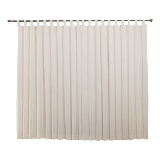 Cortina Algodão Cru Sala Quarto 220x180 Passante Meia Parede Cor Palha