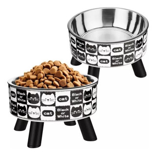 2pcs Plato Comedero Elevado Acero Inoxidable Para Gato Perro 2pcs Plato Comedero Elevado Acero Inoxidable Para Gato Perro