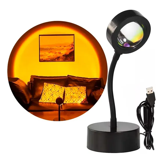 Lámpara Atardecer Proyector Gadnic Velador Flexible 360° Simulación del Sol Atardecer