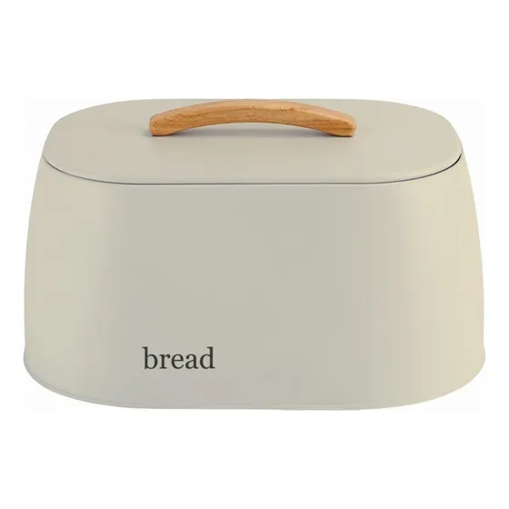 Porta Pão Grande Lata Pães Metalla Bread Com Tampa Sense Ou Cor Bege Liso