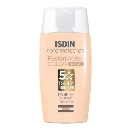 Isdin Protetor Solar Facial Fusion Water 5 Stars Color Fps 50 Cor Clara 50ml Isdin Protetor Solar Facial Fusion Water 5 Stars Color Fps 50 Cor Clara 50ml