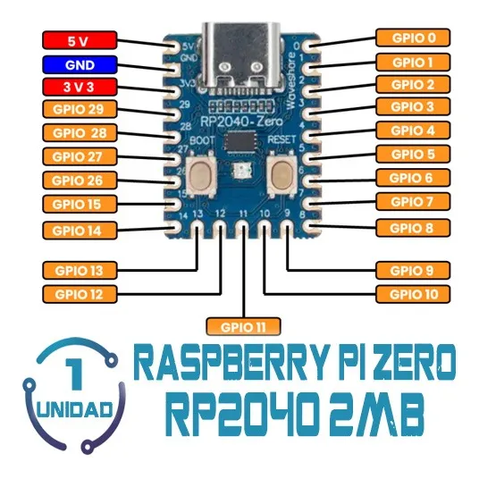 1 Raspberry Pi Zero Rp2040 2mb Dual Core 264kb Cortex-m0