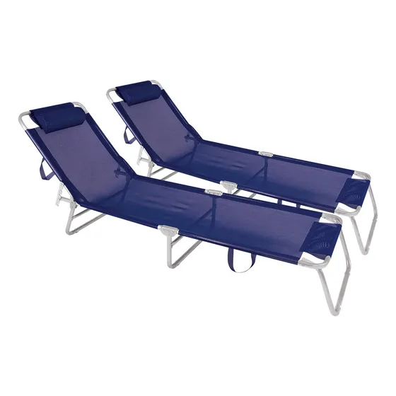 Reposera X2 Playa Pileta Cama Aluminio Tumbona Mor Ct