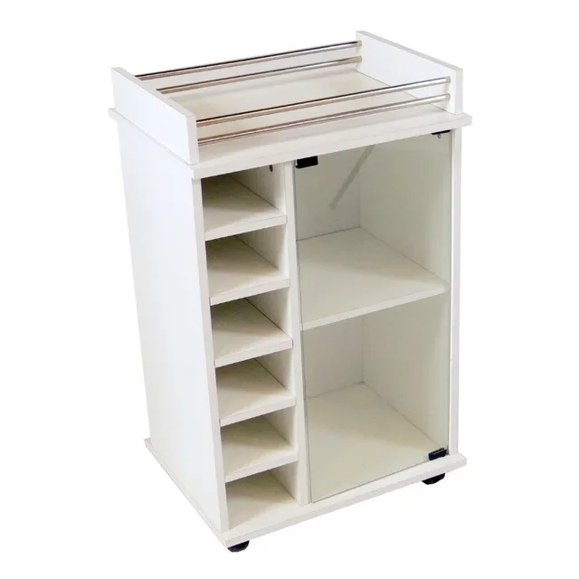 Mueble Bajo Con Puerta Vidrio Y Bodega Para Vinos - Bar Movil Portatil - Mesa Arrime - 1432