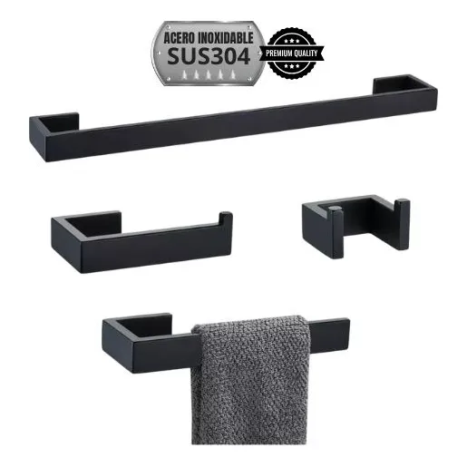 Juego Set De Accesorios Para Baño De Lujo En Acero