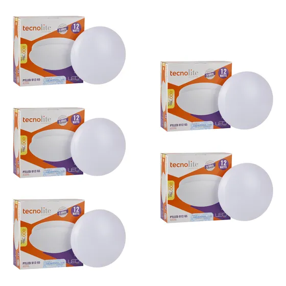 5 Luminarias Led Sobreponer 6500k 12w Aluminio Tecnolite