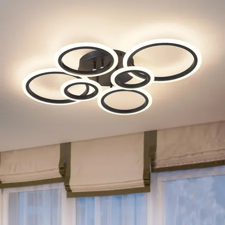 Luminária De Teto Redonda Moderna Led Lustres Sala E Quarto 127/220v 6 Anéis