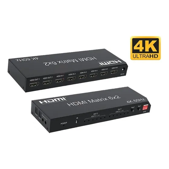 Matrix Hdmi 6x2 Switch Splitter 4k 60hz - Saida Optica /p2
