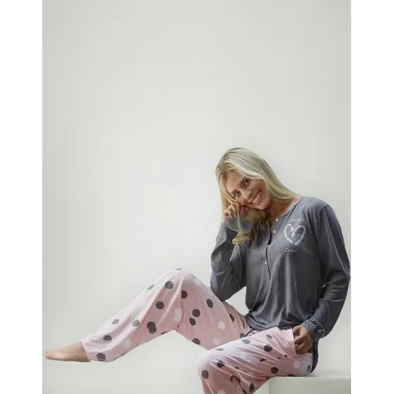 Pijama Invierno Botones Lunares Amamantar - Doncelle 1304-22