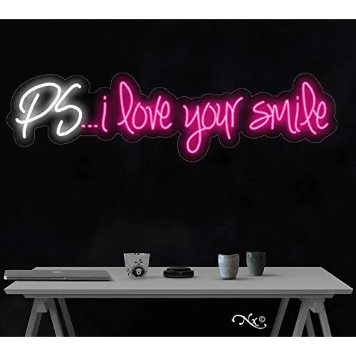 Letrero Neon Led Texto Ingl  I Love Your Smile  Fabricado Ee