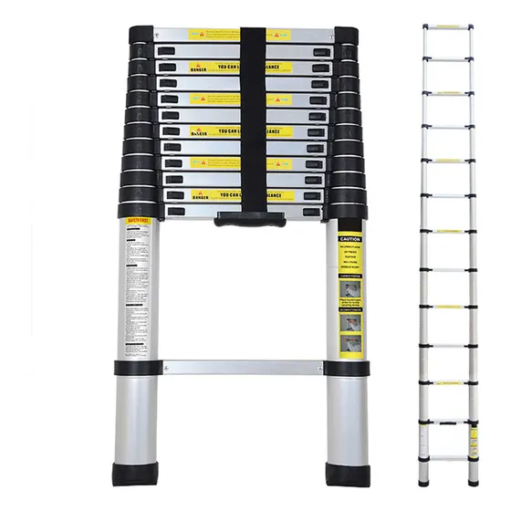 Escalera Extensible Telescópica 4,1 Mts Altura Ajustable