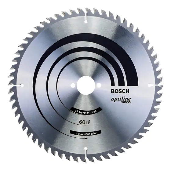 Hoja Sierra Circular Bosch 184 Mm 60 Dientes 7 1/4 Madera Dura Blanda Prensada Laminada Tablero Virutas Prensadas 7 1/4