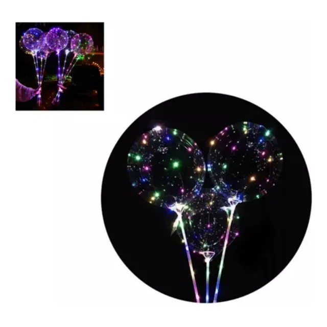 Globos Burbuja Con Luces Led, Confeti Y Paliglobo Con Luces  Multicolor