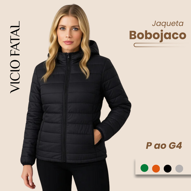 Jaqueta Feminina Puffer Bobojaco De Nylon Ao Frio Com Capuz Jaqueta Feminina Puffer Bobojaco De Nylon Ao Frio Com Capuz