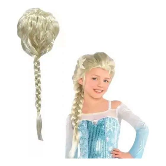 Peluca Sintética Elsa Frozen Trenza Para Disfraz Cabello