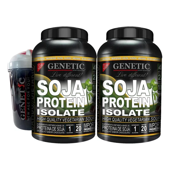 2 Batidos Control Peso Vegano Soja Protein 2 Kg Vaso Genetic