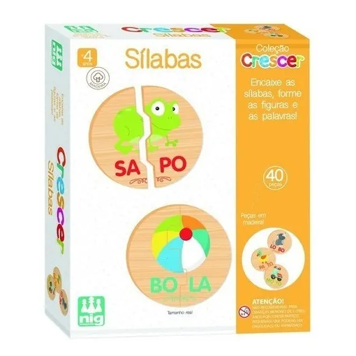 Jogo Didático Sílabas 40 Pçs Col.crescer 0451 Nig