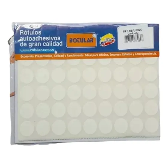 Rotulo Adhesivo Refuerzo 16x16mm Blanco 432 Pcs X3 Paquete