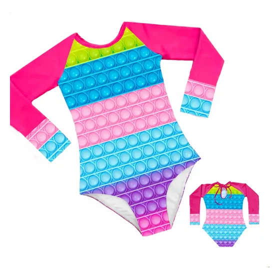 Traje De Baño Bañador Manga Larga Pop It