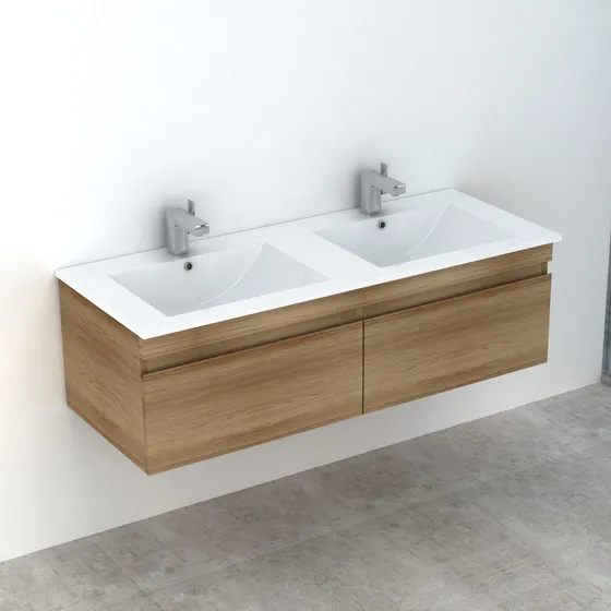 Mueble De Baño Delfos Doble 1 Cajón Light Oak 1200mm