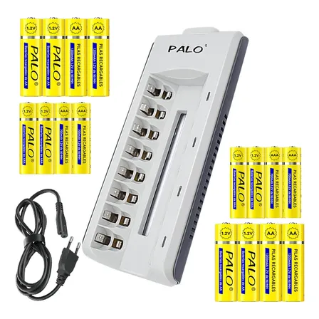 Kit Carregador De Pilha Recarregáveis Aa Aaa 1.2v 16 Bateria Kit