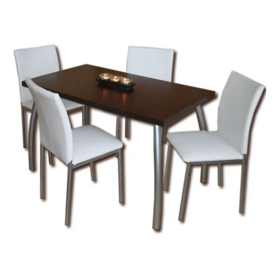 Juego Comedor Combo Mesa Silla Curve 1.20 X 0.70 + 4 Sillas Iris Reforzada Caño Pintado Directo Y De Fabrica Cl Color Negro Veta Diseño De La Tela De Las Sillas Tapizado Rojo