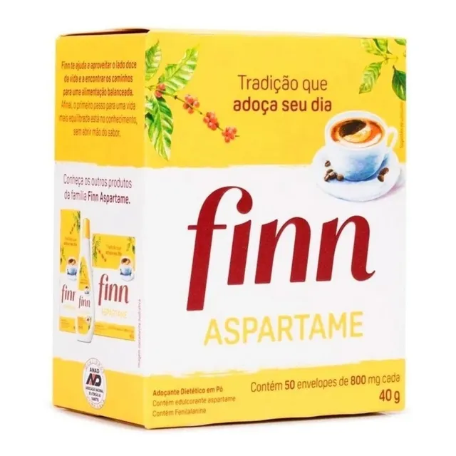 Adoçante em Pó Aspartame Finn Caixa 40g 50 Unidades
