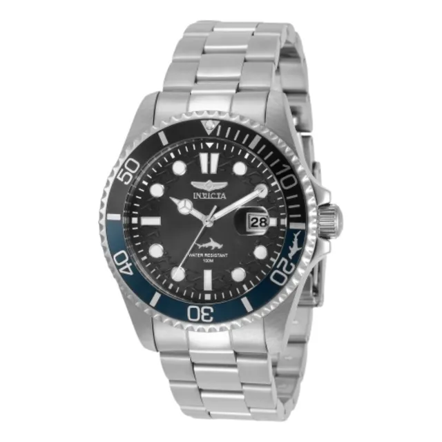 Reloj Invicta Pro Diver para hombre, 43 mm, modelo 30956, color de la correa, color plateado y bisel, color azul-negro, color de fondo negro