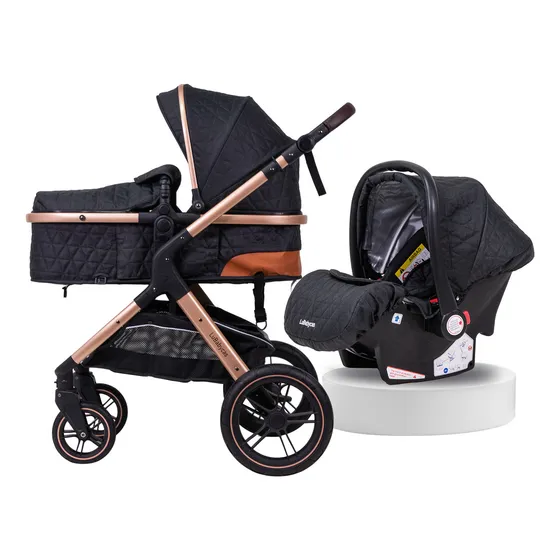 Coche Cuna Con Silla Nido Y Accesorios Lubabycas Negro