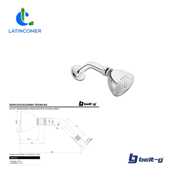 Regadera Cebolla Mod. Perita Metal C/brazo Y Roseta