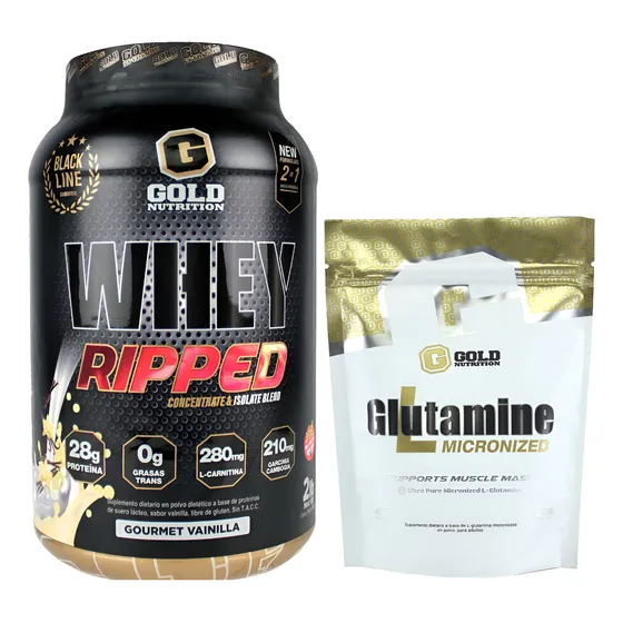 Whey Ripped + L Glutamina. Combo Gold Nutrition. Outlet