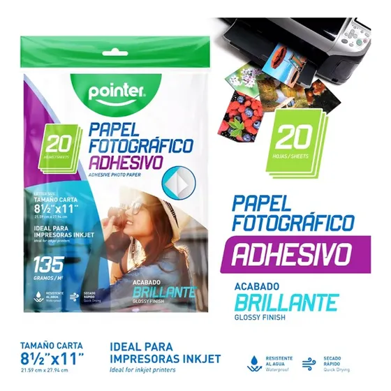 Papel Fotográfico Adhesivo Tamaño Carta 135 Gramos