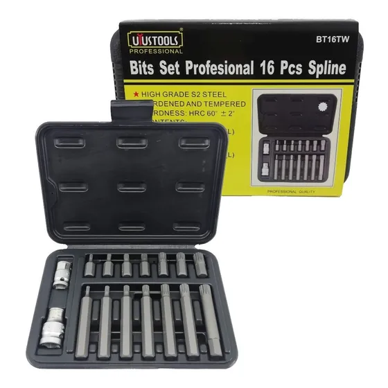 Juego De Puntas Spline Pluridentadas Cortas Y Largas 16pcs 