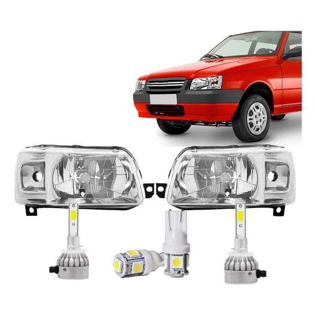 Juego Optica Fiat Uno Fire 2012 2013 2014  + Cree Led