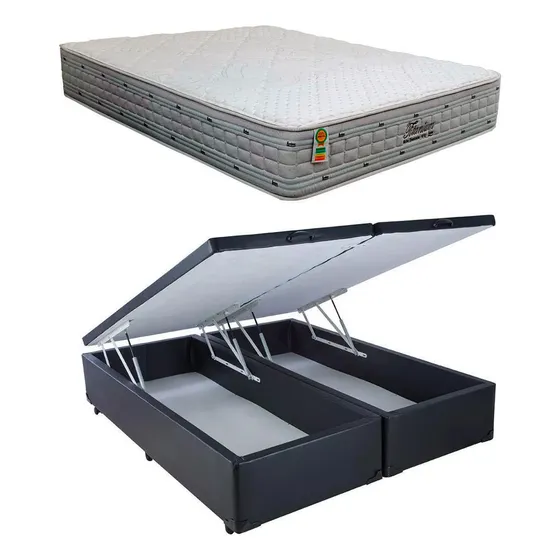 Cama Baúl + Colchón Resortes Pocket Super Firme - King Size