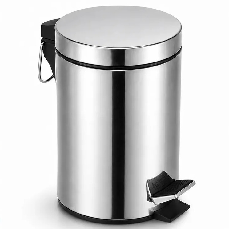 Vittak Lixeira 5 Litros De Aço Inox Redonda Cesto Balde Banheiro Casa Lixo Cor Cinza