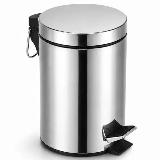 Vittak Lixeira 5 Litros De Aço Inox Redonda Cesto Balde Banheiro Casa Lixo Cor Cinza