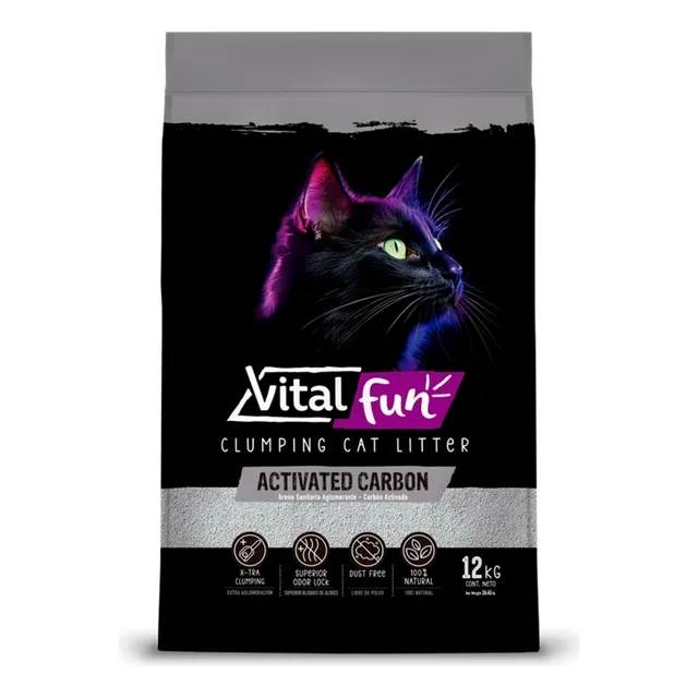 Vitalfun Arena Aglomerante Para Gatos Carbon Activado X 12kg